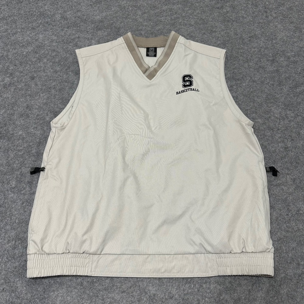 Nike Golf Vest Men L Beige Basketball Pullover V-Neck Nylon Blend Windbreaker